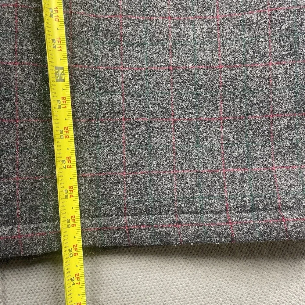 LL Bean Vest Mens XL Gray Plaid Wool‎ Blend Full Zip Quilt Insulated